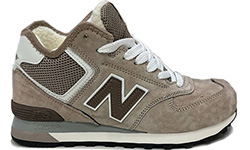 New Balance 574 Mid Beige Brown Grey с мехом