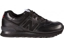 New Balance 574 All Black мужские кожаные
