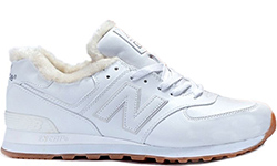 New Balance 574 White Winter белые зимние с мехом