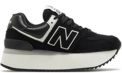 New Balance 574+ Black White на платформе
