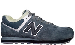 New Balance 574 Blue Grey Black с мехом