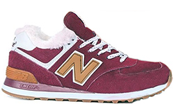 Кроссовки New Balance 574 Maroon зимние с мехом красные