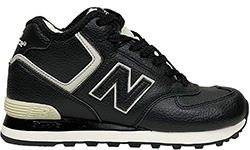 New Balance 574 Mid Black White Leather с мехом