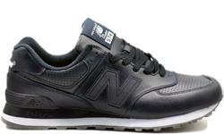 New Balance 574 мужские тёмно-синие кожаные