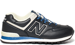Кроссовки New Balance 574 синие кожаные зимние с мехом