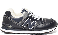 New Balance 574 темно-синие зимние с мехом